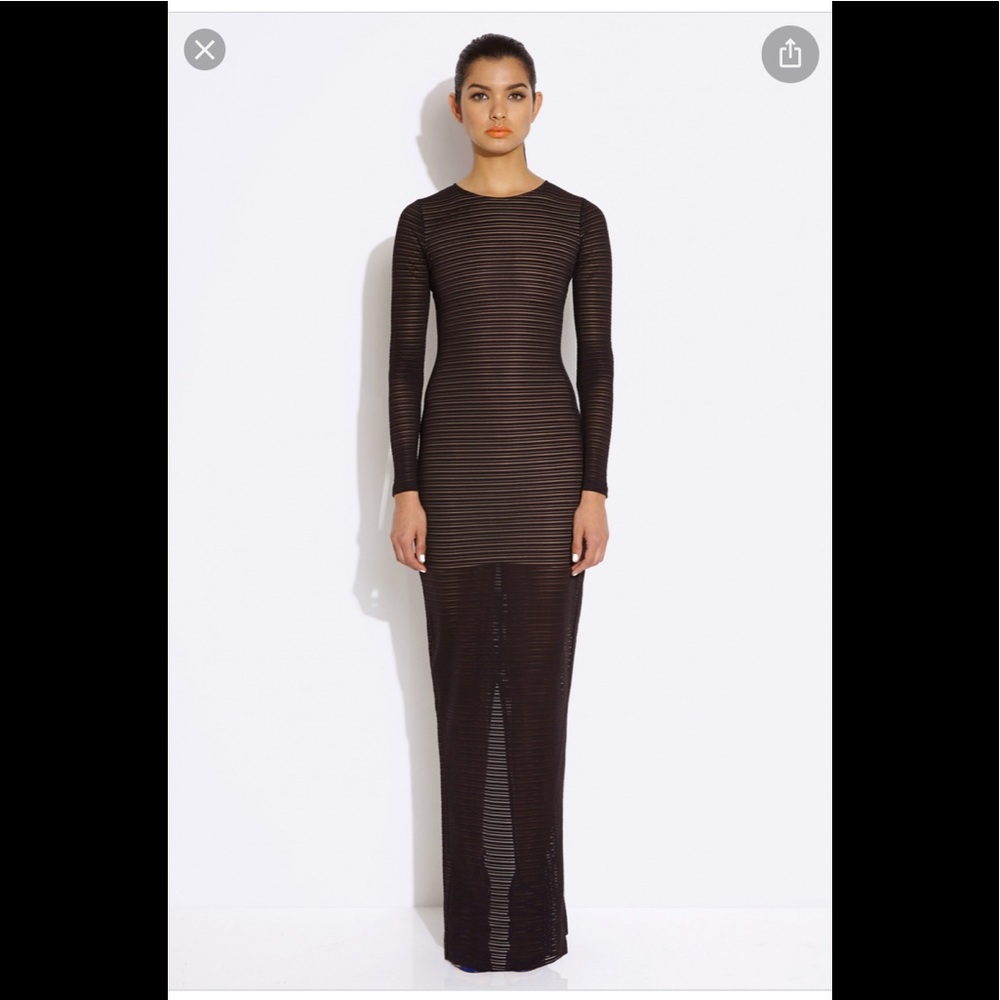 AQ/AQ: BANG BLACK STRIPED LONG
SLEEVE MAXI DRESS
